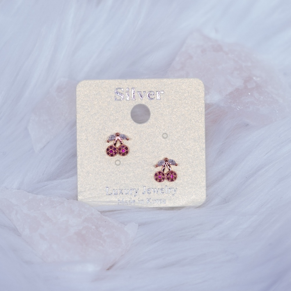 Lovely Red Cherry Stud Earrings